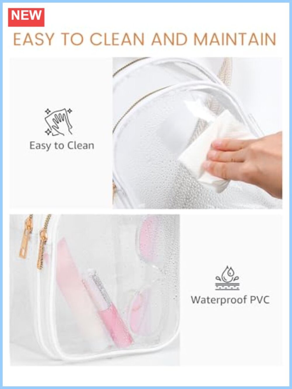 Clear Sling Bag Stadium Approved Crossbody Purse PVC Waterproof - Picture 5 of 6